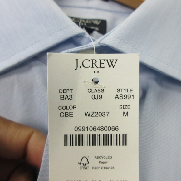 J. Crew Performance Dress Shirt Men M Blue Cotton Slim Fit Casual Work 214 - Picture 2 of 9